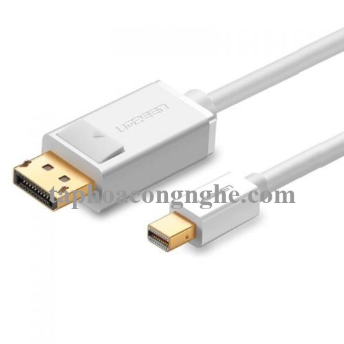 Ugreen 10423 3M Màu Trắng Cáp chuyển đổi Mini DP sang DisplayPort hỗ trợ phân giải 4K x 2K MD105 30010423